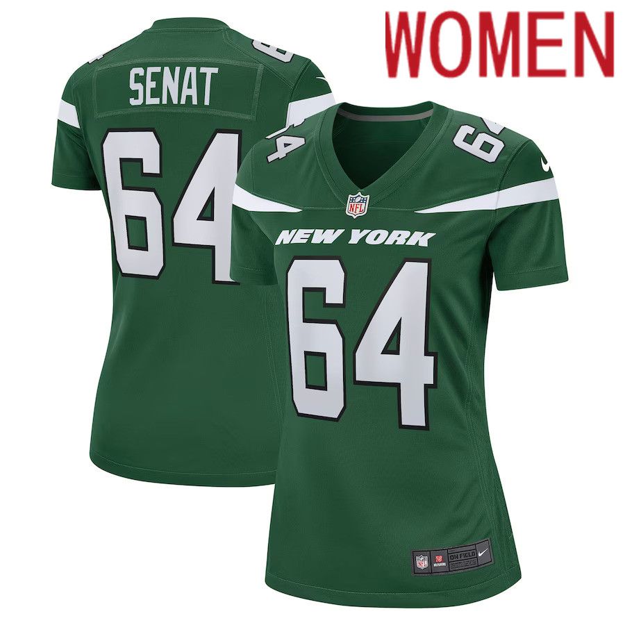 Women New York Jets #64 Greg Senat Nike Gotham Green Game Player NFL Jersey->women nfl jersey->Women Jersey